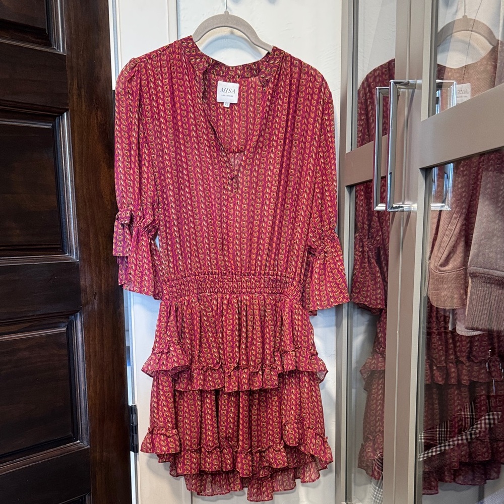 Misa Los Angeles Red Midi Dress
